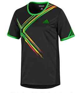 Camiseta tenis - Adidas mens adizero tee black-intense green V39039