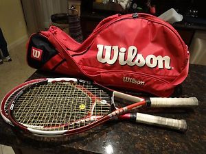 2X WILSON nCODE N5  TENNIS RACKETS - 4 3/8" WITH 6 PACK BAG