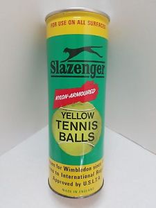 VTG Slazenger Nylon Armoured Yellow Tennis Balls Original Sealed Metal Container