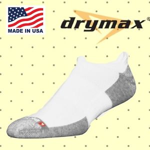 Drymax Tennis No Show Tab Socks - Small, White - 3-Pair Pack - Made in the USA!