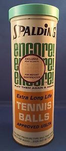 Vintage SPALDING ENCORE tennis Balls NOS Sealed Can With Key And Lid
