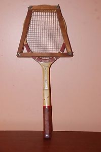 Vintage Cortland Bobby Riggs Raider  tennis racket with Macgregor wooden holder
