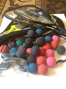 E Force racquets with padded cases,  racquetballs and safety goggles