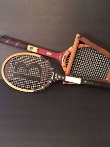 Vintage Tony Trabert signed tennis racket with press with free vintage Bancroft