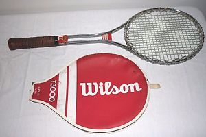 Vintage Wilson T3000 Tennis Racquet & Cover Jimmy Conners Metal Chrome Frame