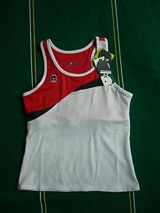 DUC W0902 Rush Scoop Neck Tank w Bra White/Red S NEW NWT