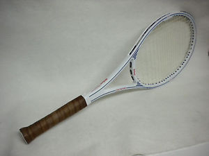 WILSON CERAMIC MIDSIZE TENNIS RACQUET 4 1/4 GRIP ORIG WILSON LEATHER GRIP XLNT