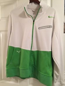 NIKE Tennis RAFA NADAL Men's XL White Lime Green Full Zip Track Jacket Warm Up