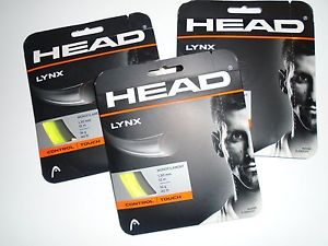 3 Sets Head Lynx 16G (130) Tennis String. Yellow.