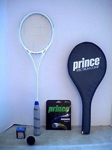 Prince Spectrum Comp Squash Racquet EUC + NEW STRINGS/OVERGRIP + NEW BALL