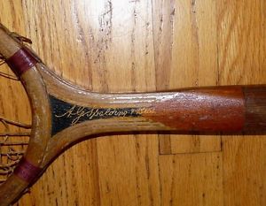 VINTAGE ANTIQUE A.G.SPALDING & BROS. WOODEN TENNIS RACQUET RACKET AUTOGPH LOGO