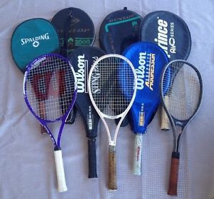 Lot of 9 Tennis Racquets Prince Wilson Wimbledon Pro Kennex Dunlop Head Racket!