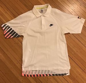 Vintage Nike Challenge Court Andre Agassi Tennis Polo Shirt 80s White Hot Lava