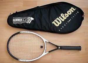 XLNT WILSON HAMMER 6.2 OS 110 RESTRUNG TENNIS RACQUET NEW GRIP + COVER 4-3/8" L3