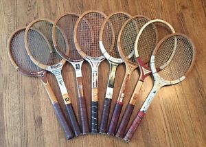 Lot Of 8 Vintage Antique Wood Tennis Racquets