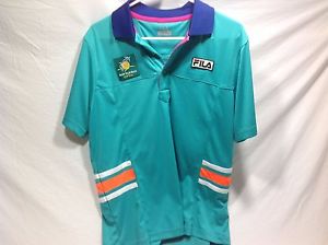 FILA POLO SHIRT FOR BNP PARIBAS TENNIS OPEN M Medium TEAL