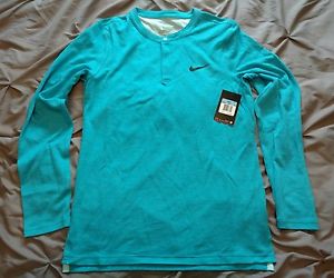NWT Nike Wool Henley Tennis Shirt Men's Style 631641-407 Blue Size Medium