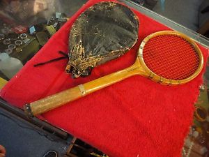 VINTAGE A G Spalding & Bros wood TENNIS RACKET & cover Made USA