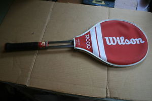 WILSON T3000 VINTAGE STEEL TENNIS RACQUET, WITH COVER, ORIGINAL, 4 3/8