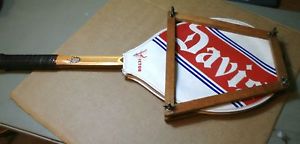 TAD DAVIS, IMPERIAL CUSTOM VINTAGE WOODEN TENNIS RACQUET W/PRESS 4 1/4" ORIGINAL