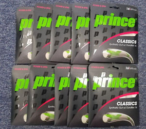 10 Sets Prince Synthetic Gut With Duraflex White 16 Gauge 1.30mm Tennis String