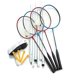 Gamecraft Champion Badminton Set 4 Rackets Net Shuttlecocks Kit Free Carry Bag