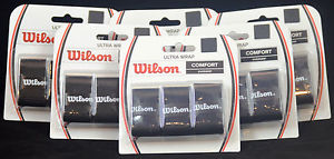 6 Packs Wilson Ultra Wrap Comfort Over Grip, Black, For Tennis Racquests, 18ct