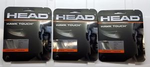 3 Sets of Head Hawk Touch Tennis String 1.20mm 18 Gauge Anthracite