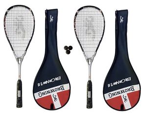 2 x Browning Big Arme à feu Nano Ti 110 Carbon Raquettes De Squash + Balles 3