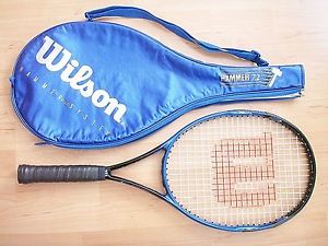 XLNT WILSON HAMMER 7.2 OS 110 STRUNG TENNIS RACQUET NEW GRIP + COVER 4-3/8" L3