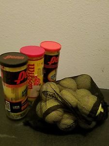 15 used Gamma tennis balls---1 SEALED can of Wilson ~ 2 SEALED can of PENN ~