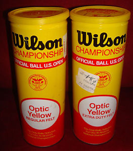 Vintage Wilson Tennis Ball Cans, with balls, 1984, metal, 2 cans