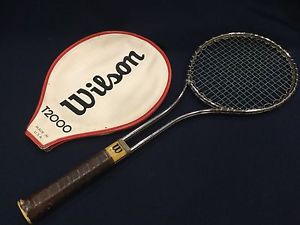 Vtg 1980's WILSON T2000 Chrome Tubular Steel Tennis Racket w Cover Grip 4 3/4"