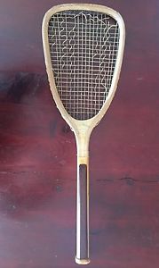 RARE Peck & Snyder Flat Top Wood Butt Cap Inlaid Antique Tennis Racket c.1883-84