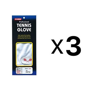 Tourna Men's Half Finger Tennis Glove Sheepskin Leather Right Hand XL (3-Pack)