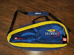 WILSON US OPEN TENNIS MULTI RAQUET BAG BLUE YELLOW WITH SHOULDER STRAP