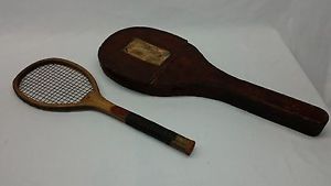 Andover Antique wood tennis racquet with leather case