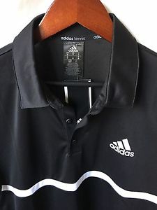NWT Adidas Tennis Men's Black/White Short Sleeve Polo Shirt Medium