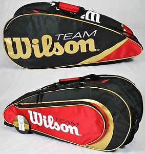 WILSON TENNIS RACQUET BAG - BDW TEAM 2X  29.5" x 12.5" x 4.5" Black/Red/Gold