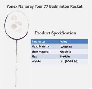 100% genuine Yonex Nanoray 77 Tour badminton racket with bag sports collection