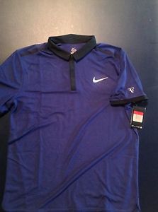 Roger Federer Nike Mens Tennis Polo Shirt Large NWT Blue