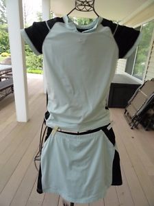 Girl's NIKE DRI-FIT 2 Piece Tennis Set Top XL Skort L Sea Foam Green Bl Ex Cond