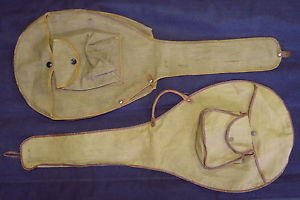 Vintage TENNIS RACQUET CANVAS COVERS - One WILSON #733 w/CELLULOID COVERED SNAPS