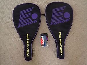 2 -  E Force Carbon Power Series Aggro 190 G  3 5/8 Racquetball Racquets w Cases