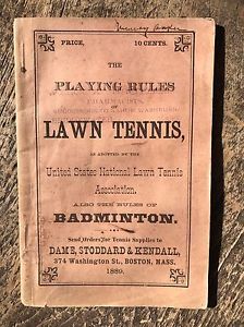 Rare 1889 Antique U.S. National Lawn Tennis Assoc Playing Rules Booklet Racquet