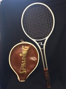 Vintage Spalding Tennis Racquet Aluminum Leather Cover 4.5 M