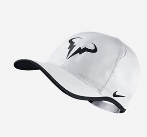 NEW Nike NikeCourt Dri-Fit Featherlight Rafa Nadal Tennis Hat White Black Adult