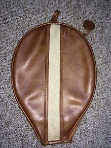 Rare Vintage Carnaby brown faux leather tennis racquet/racket cover