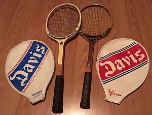 Lot of (2) Vintage Davis Tennis Racquets Imperial Deluxe and Classic II w/ Cover
