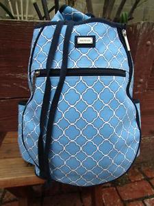 AME & LULU blue canvas tennis backpack  drawstring bag